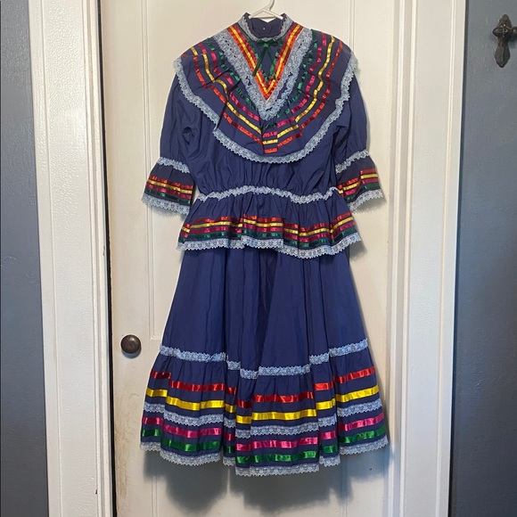 Jalisco Ribbon Dress Ranchero Folklorico Mexican Dance Size Adult Women’s Large - Picture 1 of 7